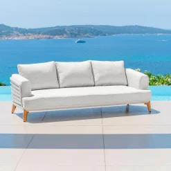 MOBELLIA Salon de jardin aluminium 8 places 6 pcs Monte Carlo Blanc et gris clair Blanc - Gris Clair