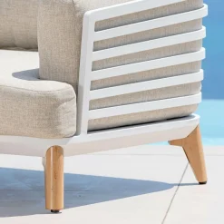 MOBELLIA Salon de jardin aluminium 8 places 6 pcs Monte Carlo Blanc et taupe Blanc - Taupe Best