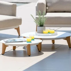 MOBELLIA Salon de jardin aluminium 8 places 6 pcs Monte Carlo Blanc et taupe Blanc - Taupe Best