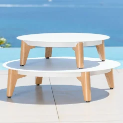 MOBELLIA Salon de jardin aluminium 8 places 6 pcs Monte Carlo Blanc et taupe Blanc - Taupe Best
