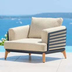 MOBELLIA Salon de jardin aluminium 8 places 6 pcs Monte Carlo Gris anthracite et beige Anthracite - Beige Best
