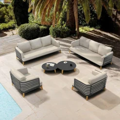 MOBELLIA Salon de jardin aluminium 8 places 6 pcs Monte Carlo Gris anthracite et taupe Anthracite - Taupe Best