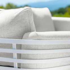 MOBELLIA Salon de jardin aluminium 9 places 12 pcs Monte Carlo Blanc et gris clair Blanc - Gris Clair New
