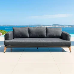 MOBELLIA Salon de jardin aluminium 9 places 12 pcs Monte Carlo Gris Anthracite Outlet
