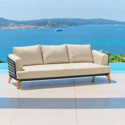 MOBELLIA Salon de jardin aluminium 9 places 12 pcs Monte Carlo Gris anthracite et beige Anthracite - Beige Discount