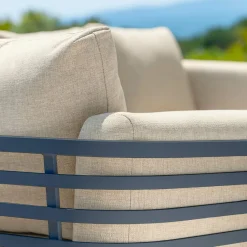 MOBELLIA Salon de jardin aluminium 9 places 12 pcs Monte Carlo Gris anthracite et beige Anthracite - Beige Discount