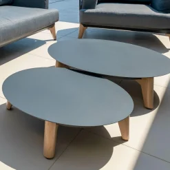 MOBELLIA Salon de jardin aluminium 9 places 12 pcs Monte Carlo Gris anthracite et beige Anthracite - Beige Discount