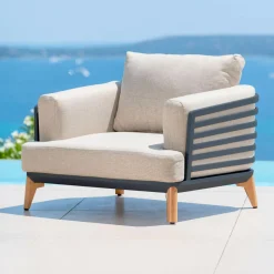 MOBELLIA Salon de jardin aluminium 9 places 12 pcs Monte Carlo Gris anthracite et taupe Anthracite - Taupe Hot