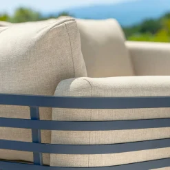 MOBELLIA Salon de jardin aluminium 2 places 3 pcs Monte Carlo Gris anthracite et beige Anthracite - Beige Sale