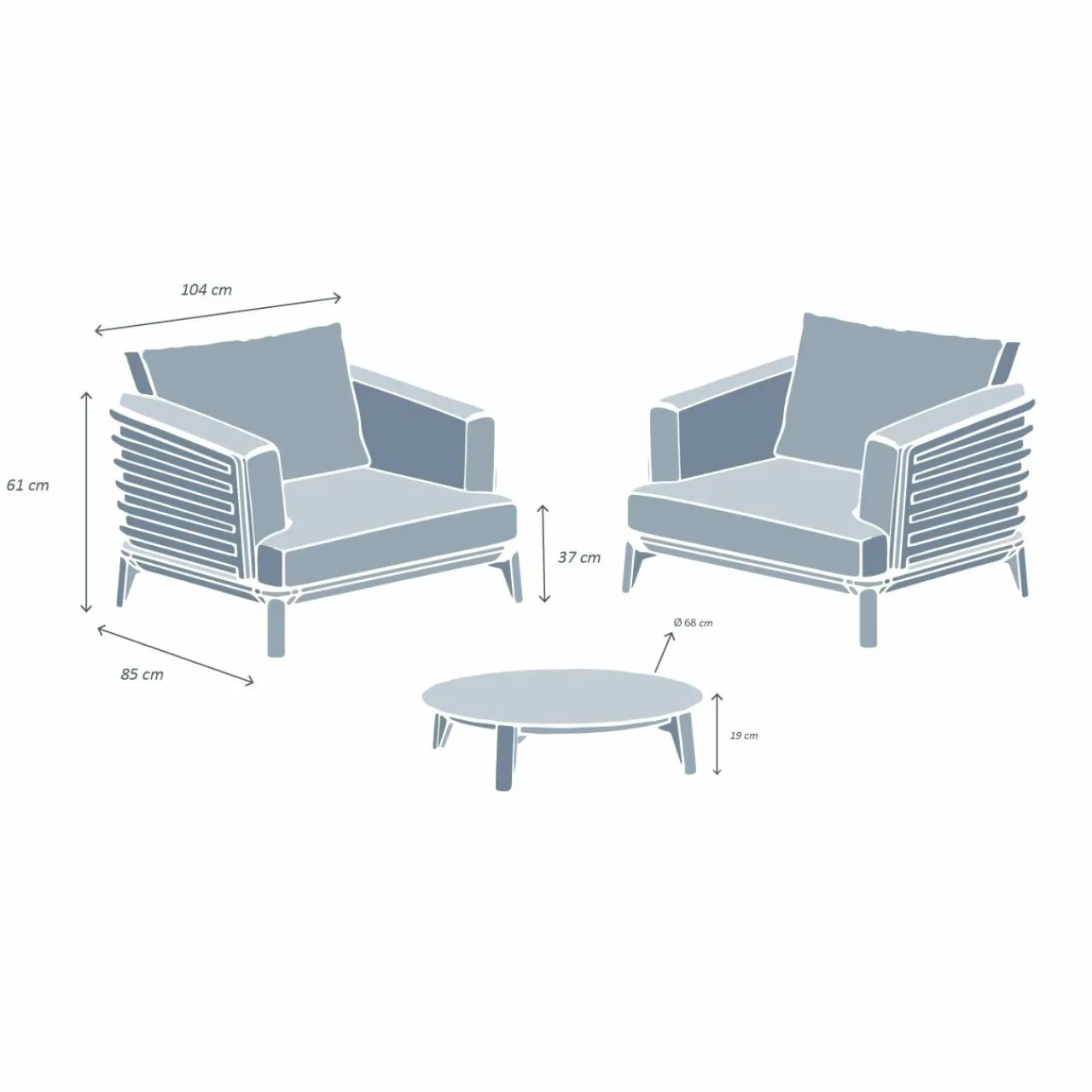 MOBELLIA Salon de jardin aluminium 2 places 3 pcs Monte Carlo Gris anthracite et beige Anthracite - Beige Sale