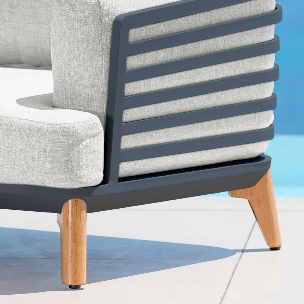 MOBELLIA Salon de jardin aluminium 2 places 3 pcs Monte Carlo Gris anthracite et gris clair Anthracite - Gris Clair Sale