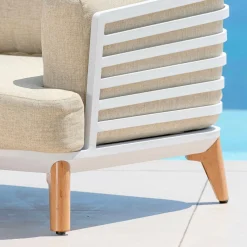 MOBELLIA Salon de jardin aluminium 2 places 3 pcs Monte Carlo Blanc et beige Blanc - Beige