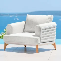 MOBELLIA Salon de jardin aluminium 2 places 3 pcs Monte Carlo Blanc et gris clair Blanc - Gris Clair Outlet