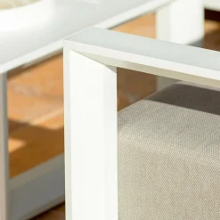 MOBELLIA Salon de jardin d'angle aluminium 5 places Elba Blanc et taupe Blanc - Taupe Best