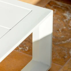 MOBELLIA Salon de jardin d'angle aluminium 5 places Elba Blanc et taupe Blanc - Taupe Best