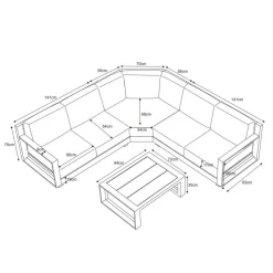 MOBELLIA Salon de jardin d'angle aluminium 5 places Elba Blanc et taupe Blanc - Taupe Best