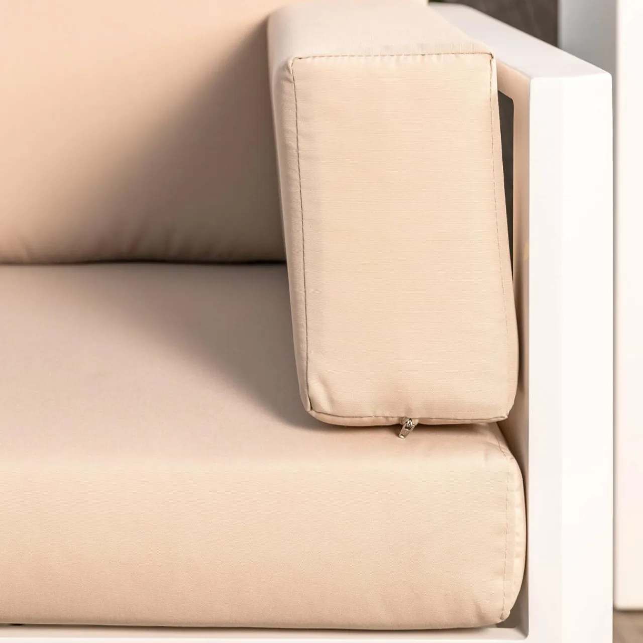 MOBELLIA Salon de jardin d'angle en aluminium 6 places Ostara et taupe Blanc Online