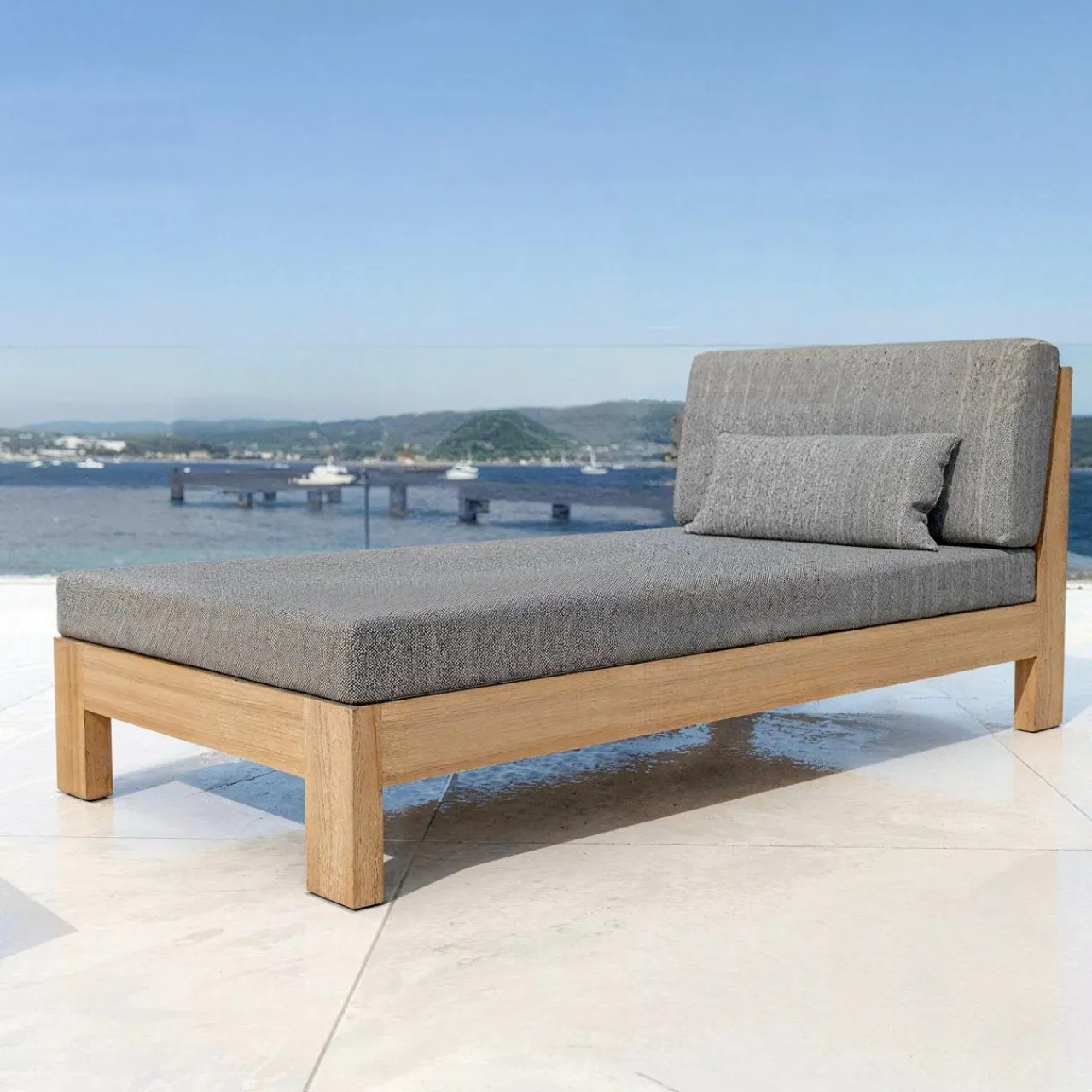 MOBELLIA Salon de jardin d'angle en bois d'acacia 5 places 5 pcs Borneo Gris Anthracite New