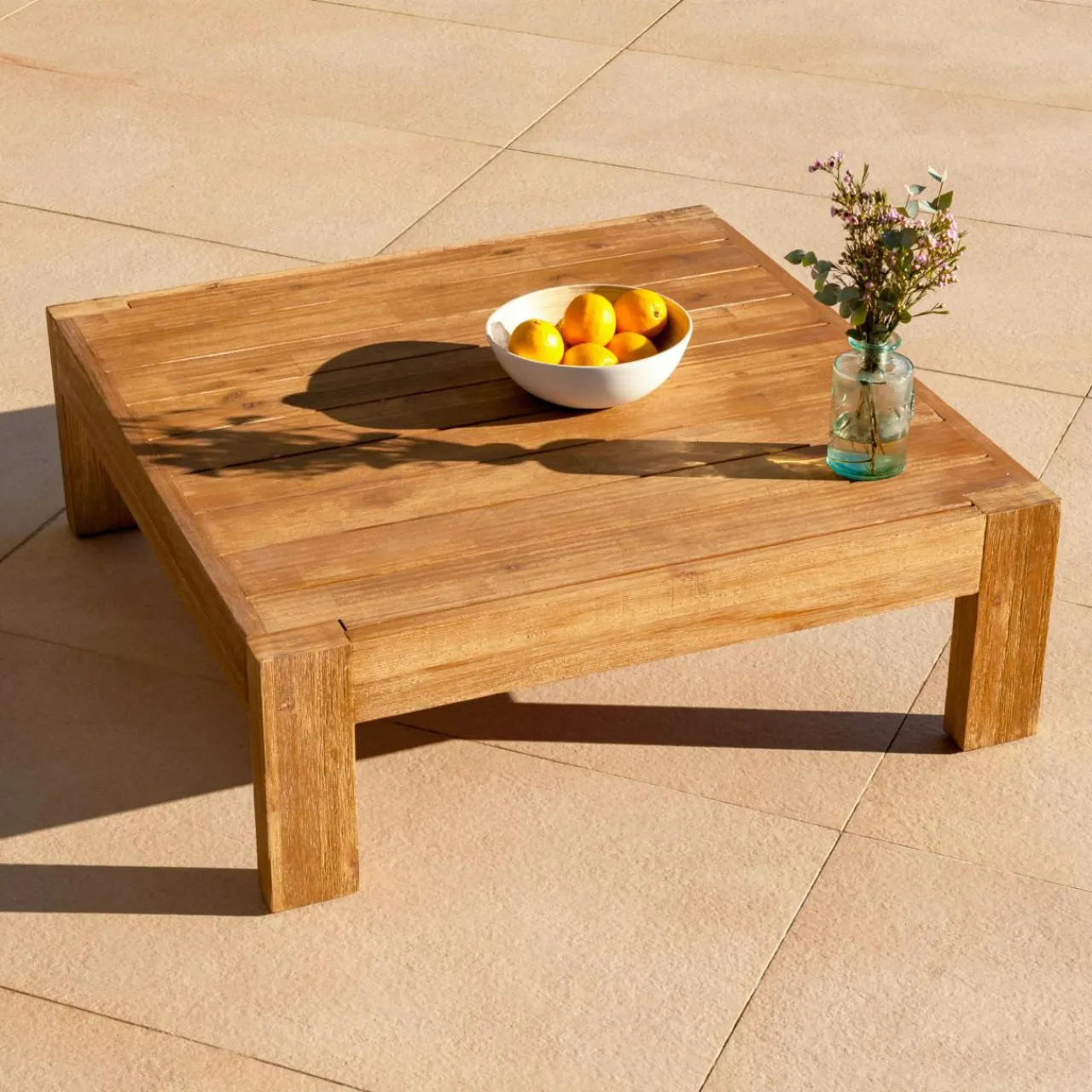 MOBELLIA Salon de jardin d'angle en bois d'acacia 6 places 5 pcs Borneo Sable Clearance