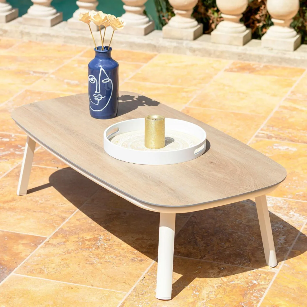 MOBELLIA Salon de jardin en aluminium 4 places 4 pcs Amalfi Blanc et taupe Blanc - Taupe Sale