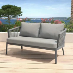 MOBELLIA Salon de jardin en aluminium 4 places 4 pcs Amalfi Gris Anthracite Outlet