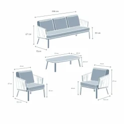 MOBELLIA Salon de jardin en aluminium 5 places 4 pcs Amalfi Blanc et beige Blanc - Beige Best