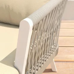 MOBELLIA Salon de jardin en aluminium 5 places 4 pcs Amalfi Blanc et beige Blanc - Beige Best