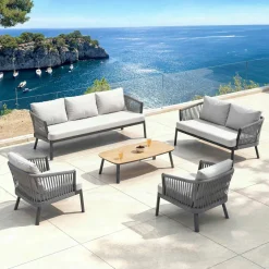 MOBELLIA Salon de jardin en aluminium 7 places 5 pcs Amalfi Gris anthracite et gris clair Anthracite - Gris Clair Clearance
