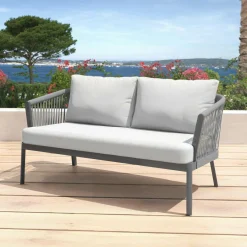MOBELLIA Salon de jardin en aluminium 7 places 5 pcs Amalfi Gris anthracite et gris clair Anthracite - Gris Clair Clearance