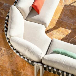 MOBELLIA Salon de jardin en aluminium 7 places Long Beach Blanc Sale