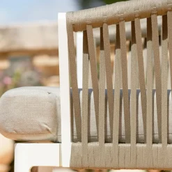MOBELLIA Salon de jardin en aluminium 2 places 3 pcs Amalfi Blanc et taupe Blanc - Taupe Sale