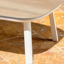MOBELLIA Salon de jardin en aluminium 2 places 3 pcs Amalfi Blanc et taupe Blanc - Taupe Sale