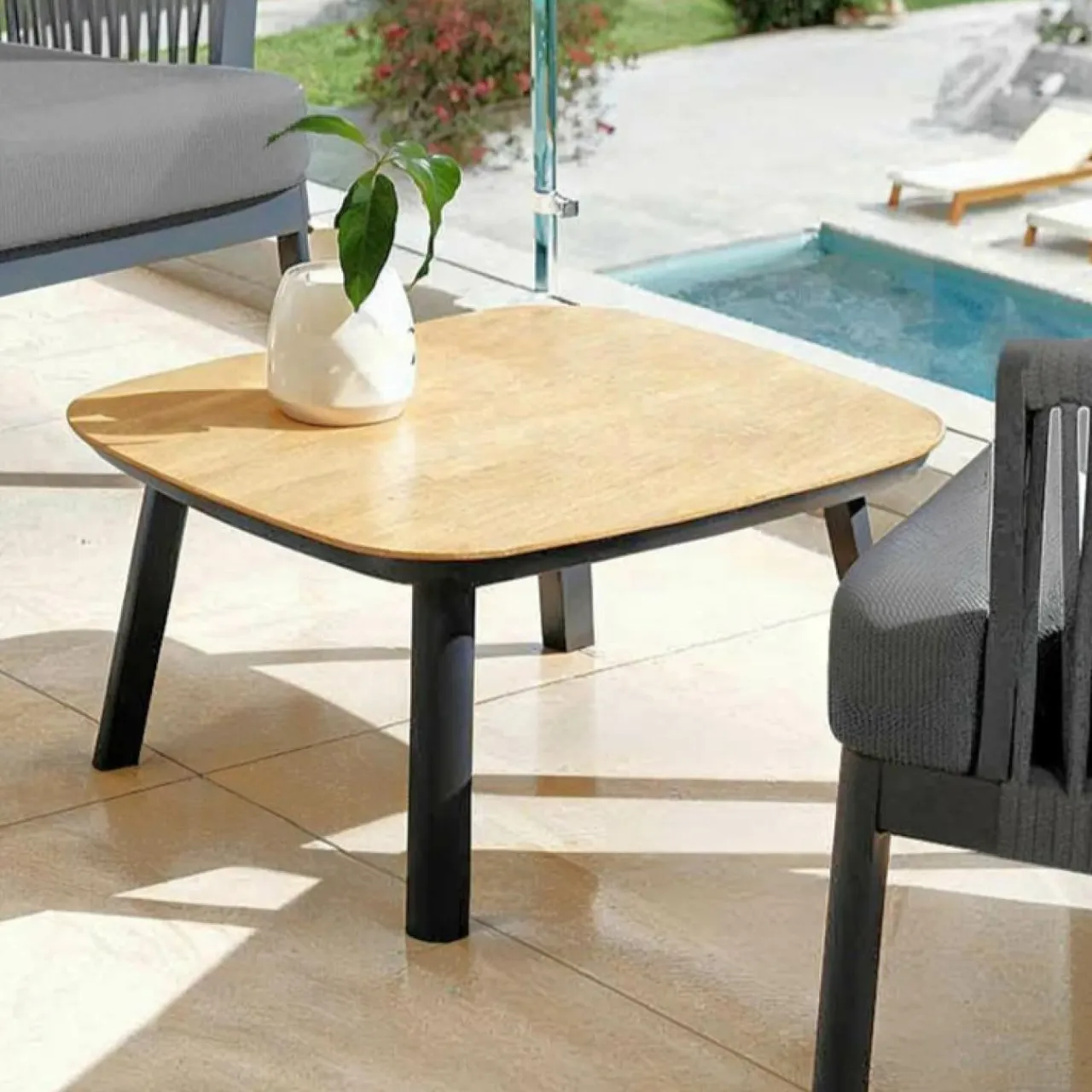 MOBELLIA Salon de jardin en aluminium 2 places 3 pcs Amalfi Gris anthracite et gris clair Anthracite - Gris Clair Hot