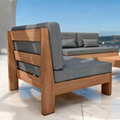 MOBELLIA Salon de jardin en bois d'acacia 2 places 3 pcs Borneo Gris Anthracite Online