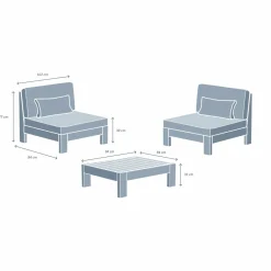MOBELLIA Salon de jardin en bois d'acacia 2 places 3 pcs Borneo Gris Anthracite Online