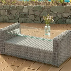 MOBELLIA Salon de jardin en résine tressée 7 places 5 pcs Calvi Gris et gris clair Tressé Gris - Gris clair Best