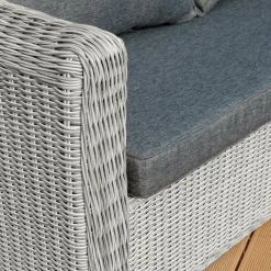MOBELLIA Salon de jardin en résine tressée 4 places 4 pcs Calvi Gris et gris foncé Tressé Gris - Anthracite