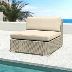 MOBELLIA Salon de jardin en résine tressée 5 places 6 pcs Palma Gris et beige Tresse Gris - Beige Sale