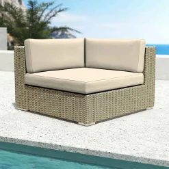 MOBELLIA Salon de jardin en résine tressée 5 places 6 pcs Palma Gris et beige Tresse Gris - Beige Sale