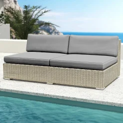 MOBELLIA Salon de jardin en résine tressée 4 places 4 pcs Palma Gris et anthracite Tressé Gris - Anthracite New