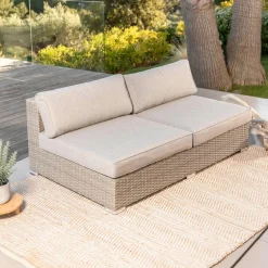 MOBELLIA Salon de jardin en résine tressée 4 places 4 pcs Palma Gris et taupe Tressé Gris - Taupe