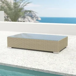 MOBELLIA Salon de jardin en résine tressée 4 places 4 pcs Palma Gris et taupe Tressé Gris - Taupe
