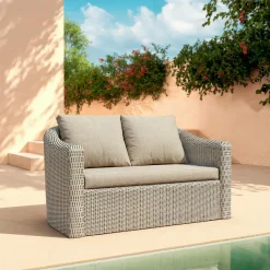MOBELLIA Salon de jardin en résine tressée 7 places 5 pcs Calvi Gris et taupe Tressé Gris - Taupe Discount
