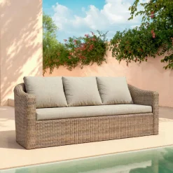 MOBELLIA Salon de jardin en résine tressée 7 places 5 pcs Calvi Sepia et taupe Tressé Sepia - Taupe Online