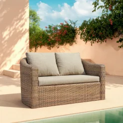 MOBELLIA Salon de jardin en résine tressée 7 places 5 pcs Calvi Sepia et taupe Tressé Sepia - Taupe Online