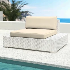 MOBELLIA Salon de jardin en résine tressée 9 places 9 pcs Palma Blanc et beige Tresse Blanc - Beige