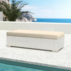 MOBELLIA Salon de jardin en résine tressée 9 places 9 pcs Palma Blanc et beige Tresse Blanc - Beige