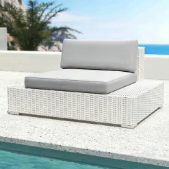 MOBELLIA Salon de jardin en résine tressée 9 places 9 pcs Palma Blanc et gris Tresse Blanc - Gris Clearance