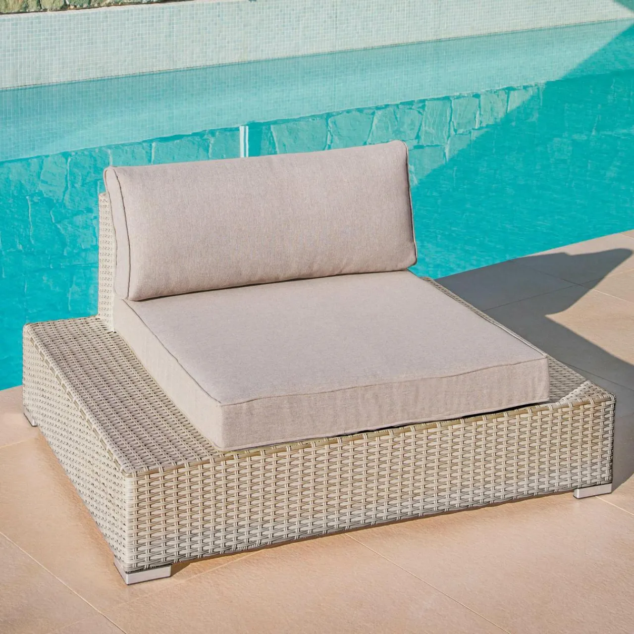 MOBELLIA Salon de jardin en résine tressée 9 places 9 pcs Palma Gris et taupe Tressé Gris - Taupe Clearance