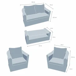 MOBELLIA Salon de jardin en résine tressée 4 places 4 pcs Calvi Blanc Tressé Blanc - Blanc Sale